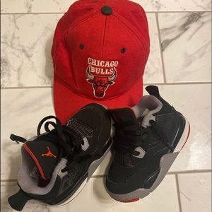 Jordan Retro 4 IV OG Bred Sz 7c W Bulls Cap Black